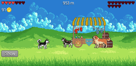 Play as a Siberian Husky and battle giant golemns in Husky Adventure