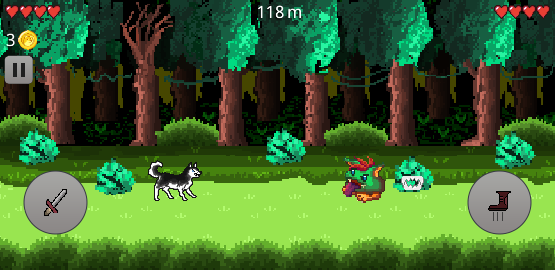 Play as a Siberian Husky and battle giant golemns in Husky Adventure